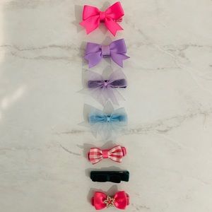 7 New Handmade Hair Bows on Alligator Clips